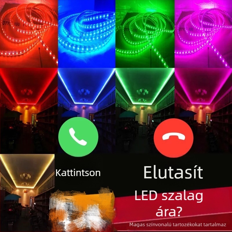 LED-szalag 5050, 60–120 LED-ek, 220V, nem vízálló, mennyezetre és nappaliba