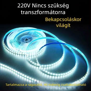 220V öntapadós LED-szalag, 8 mm, ultra fényes, meghajtó nélküli, lineáris fénycsík hátoldali ragasztóval, dimmelhető