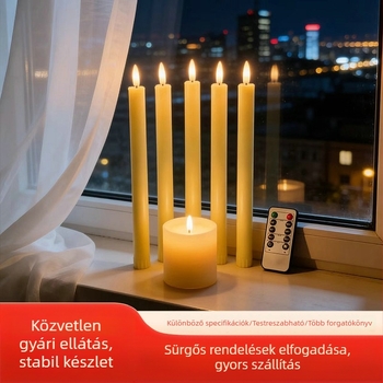 Távirányítású LED hosszú szárú elektronikus gyertya, remegő lánggal, születésnapi bulikhoz és karácsonyi dekorációkhoz, hangulatvilágítás