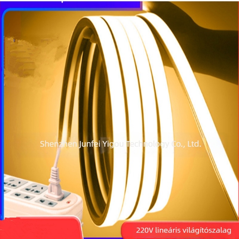 COB LED-szalag 220V, vízálló, öntapadós, lineáris világítás beltéri használatra