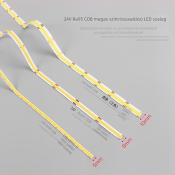 Ra95 COB LED szalag 24V-os, öntapadó, nappalira, alumíniumcsatornás lineáris fény, 3500K, magas CRI