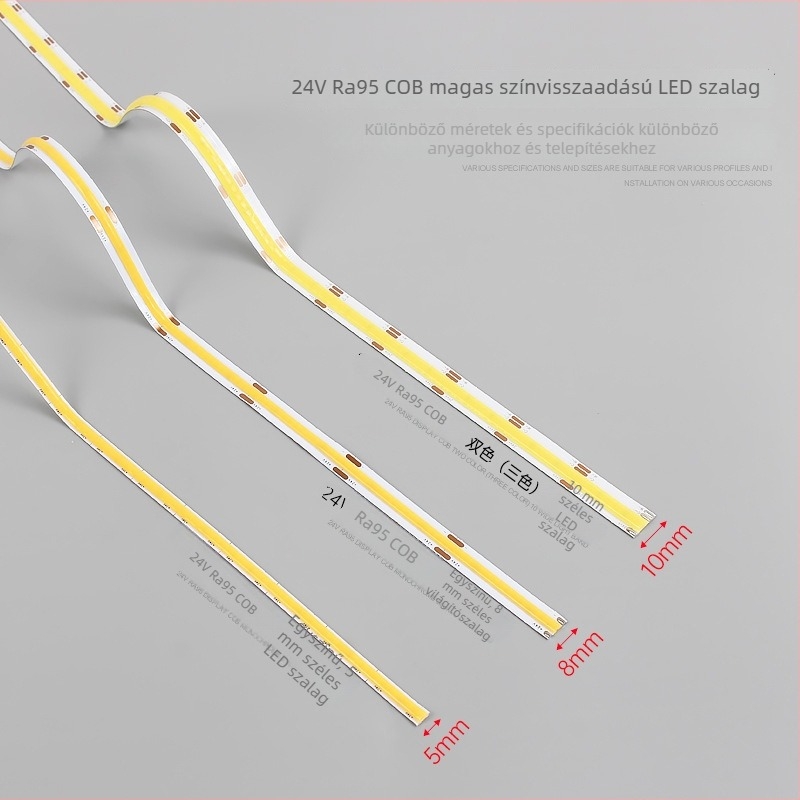 Ra95 COB LED szalag 24V-os, öntapadó, nappalira, alumíniumcsatornás lineáris fény, 3500K, magas CRI