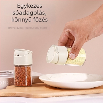 Két nyílású üveg fűszertartó – só, kömény és bors
