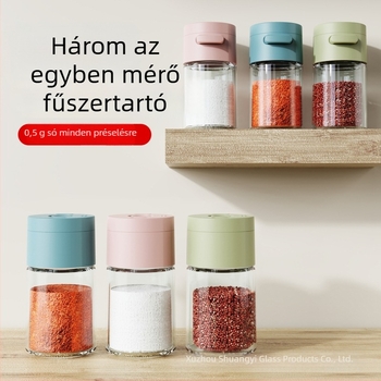Otthoni nyomógombos sóadagoló, pontos adagok, nedvességálló zárható konyhai fűszertartó