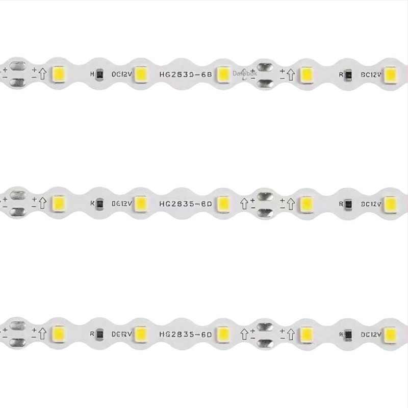 S-alakú LED-szalag, 12V, hajlékony, vízálló, 60 vagy 120 LED, 2835 magas fényerősségű LED-ek