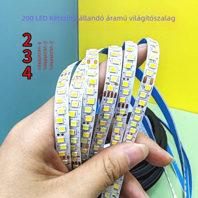 Kör alakú beltéri LED-szalag, oldalsó kibocsátás, háromszínű, öntapadós, folyamatos áramú, lineáris LED-szalag