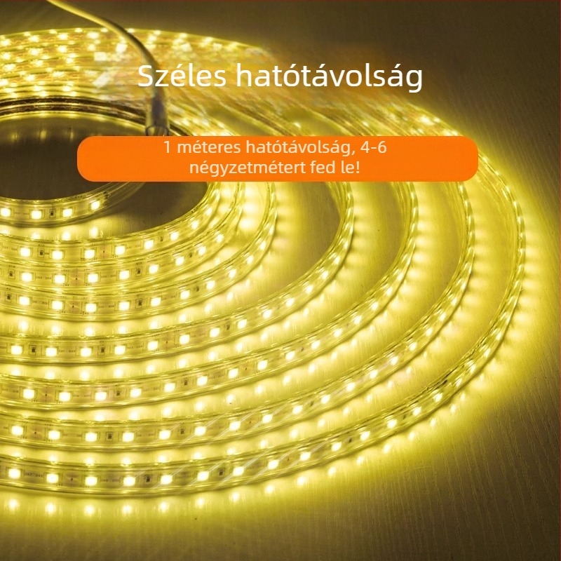 Kültéri 220V-os szúnyogriasztó LED-szalag sárga fénnyel, vízálló, körbefuttatható fa körül, mérnöki modell
