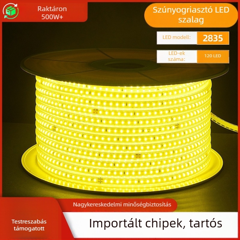 Kültéri 220V-os szúnyogriasztó LED-szalag sárga fénnyel, vízálló, körbefuttatható fa körül, mérnöki modell