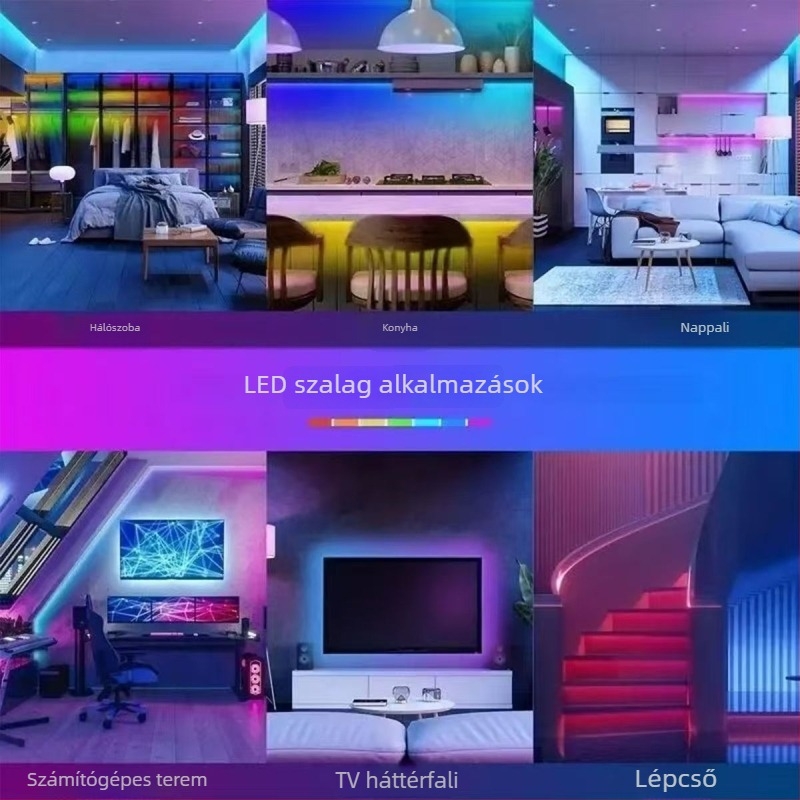 5V-os RGB LED-szalag Bluetooth-alkalmazásvezérléssel, kültéri vízálló, színes váltakozó fényű neon lágy fénycsík