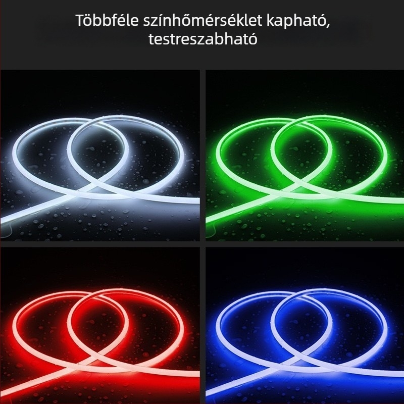 Személyre szabott COB LED-szalag 270° fénykibocsátással, D-típusú szilikon rugalmas csík konyhaszekrényhez és fürdőszobához, vízálló és ködképződés elleni védelem, 12V, 1000 mm, 480 LED, meleg fehér, fényerő-szabályozható