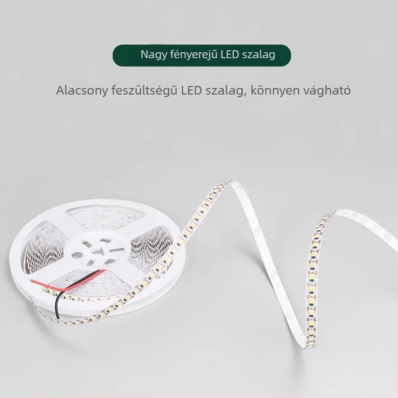 LED-szalag 12V/24V, öntapadós, vágható a kívánt hosszra, 2835 LED, villogásmentes fény, lágy fény, intelligens fényerő-szabályozás