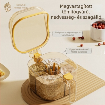 Több rekeszes fűszertartó készlet otthoni konyhához – integrált só-, MSG- és borstároló