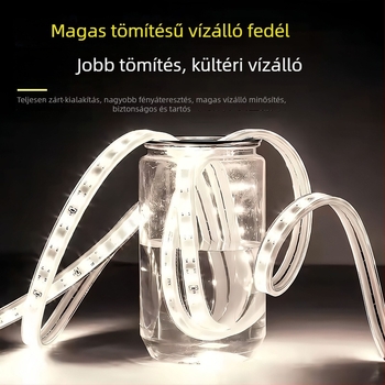 Kültéri vízálló LED-szalag, 220V, 2835 SMD, 180 LED/m, három diagonális sor, dupla soros hangulatvilágítás