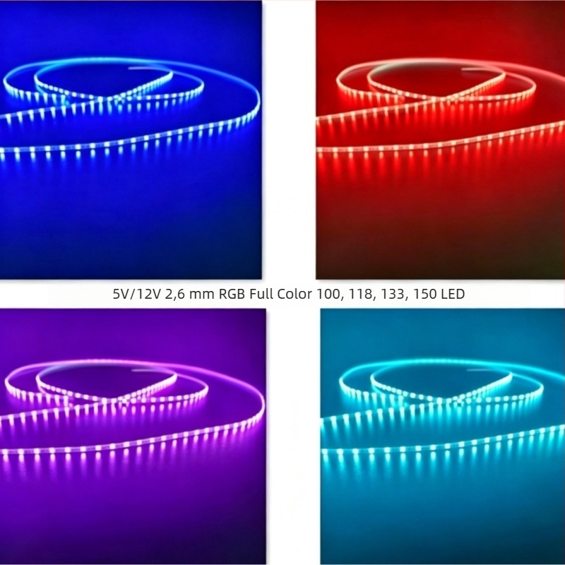 2,6 mm-es RGB teljes színű LED-szalag, többszínű testreszabással az autó atmoszférájához