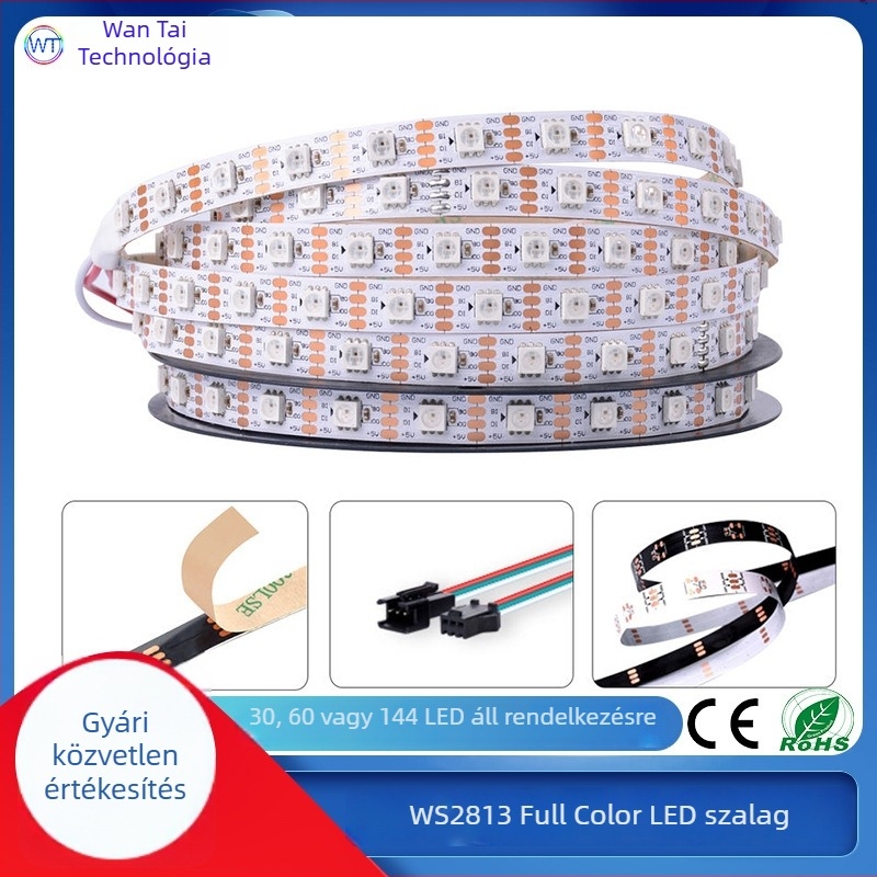 WS2813 RGB LED-szalag, 5V, okos színváltás, öntapadós, otthoni hangulatvilágítás