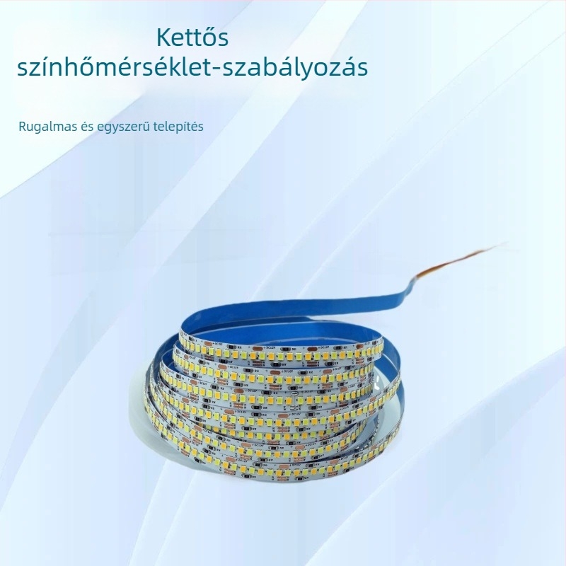 Két színű LED-szalag 240 LED-del, 24V DC, szabályozható fényerő, beltéri mennyezetre, 120° látószög, 16W/m, 2835 LED-chip