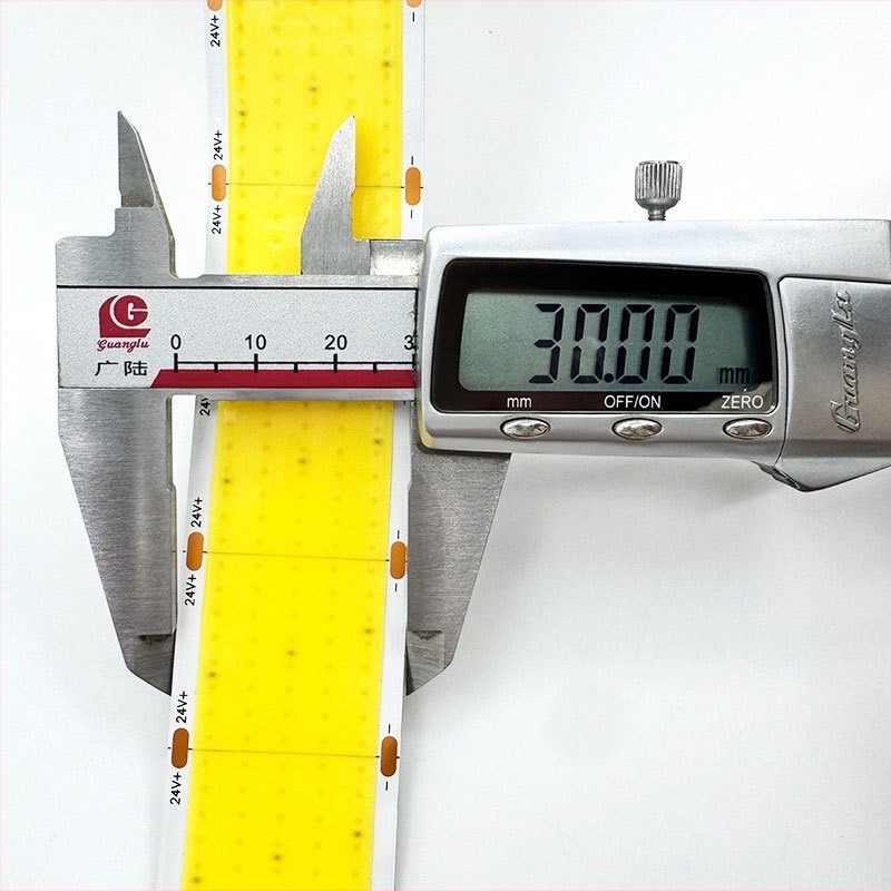 COB LED szalag, nagy sűrűség, 1600 LED, 12V, 7–14W, CRI 90, 150° fényszög, dimmelhető intelligens vezérléssel, kereskedelmi használatra, élettartam 50 000 óra