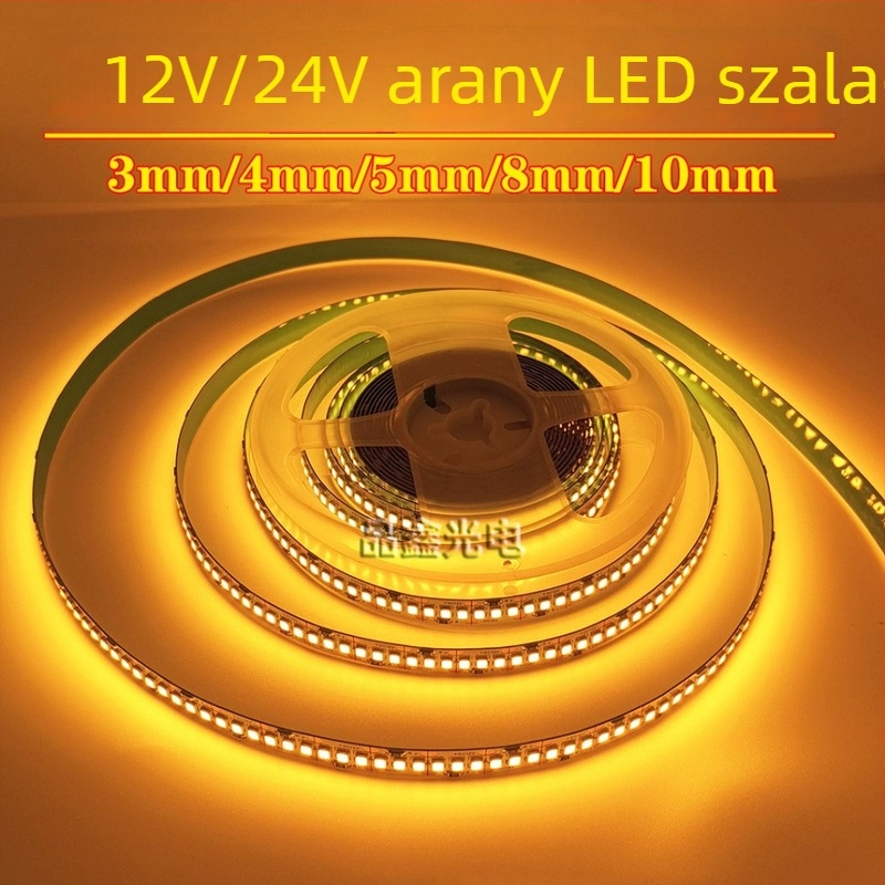 2835 aranysárga LED-szalag, alacsony feszültségű 12V/24V, nagy fényerő, 120/180/240 LED
