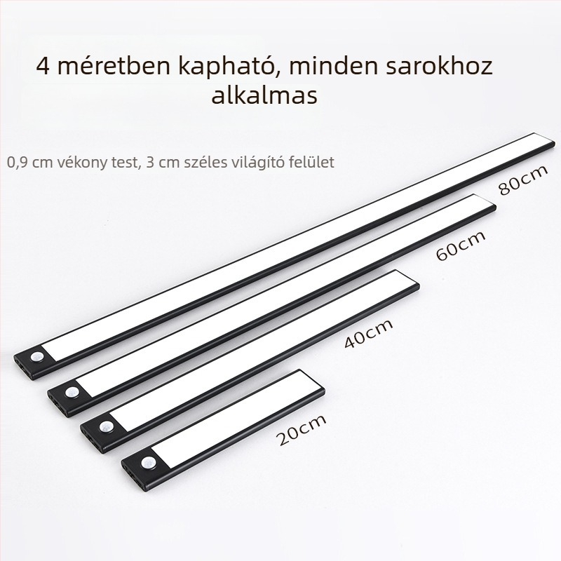 Intelligens LED mozgásérzékelős fénycsík szekrényekhez, vezeték nélküli, akkumulátoros
