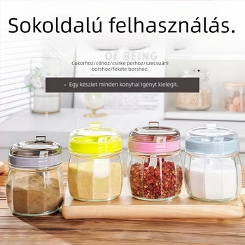 Konyhai fűszertartó készlet sótartóval, fűszertartó üvegekkel és olajtartó kannával
