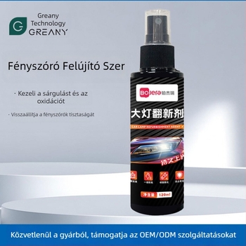 Fényszóró-felújítási készlet tisztítófolyadékkal, karcolások, repedések és sárgulás eltávolítására