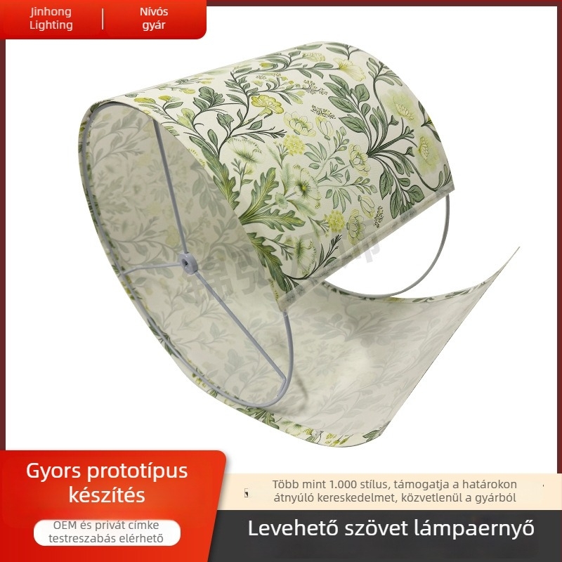 Testreszabható levehető textil lámpabura egyenes, asztali lámpához, nyomtatott mintával