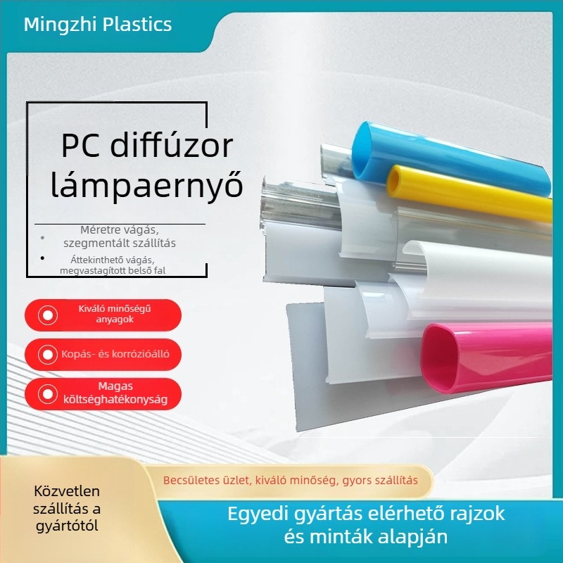 Átlátszó PC diffúzor lámpabúra speciális alakú dekoratív burkolattal és műanyag csővel