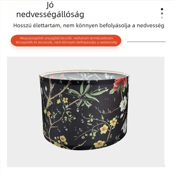 Fekete mintás textil lámpabura Velcro-záródással, levehető, szállodai vagy hálószobai asztali lámpához vagy csillárhoz – dekoratív burkolat