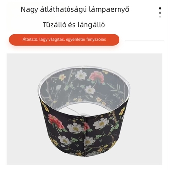 Fekete mintás textil lámpabura Velcro-záródással, levehető, szállodai vagy hálószobai asztali lámpához vagy csillárhoz – dekoratív burkolat