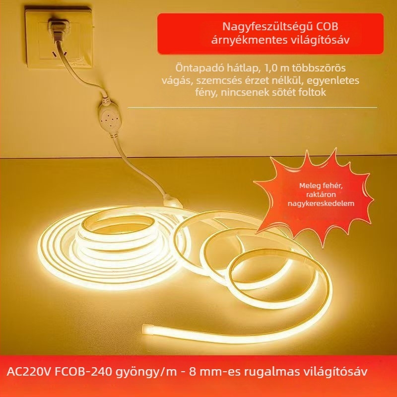 Személyre szabott 220V-os beltéri mennyezeti LED-szalag - 5730, háromszínű, kétsoros, rugalmas, vízálló