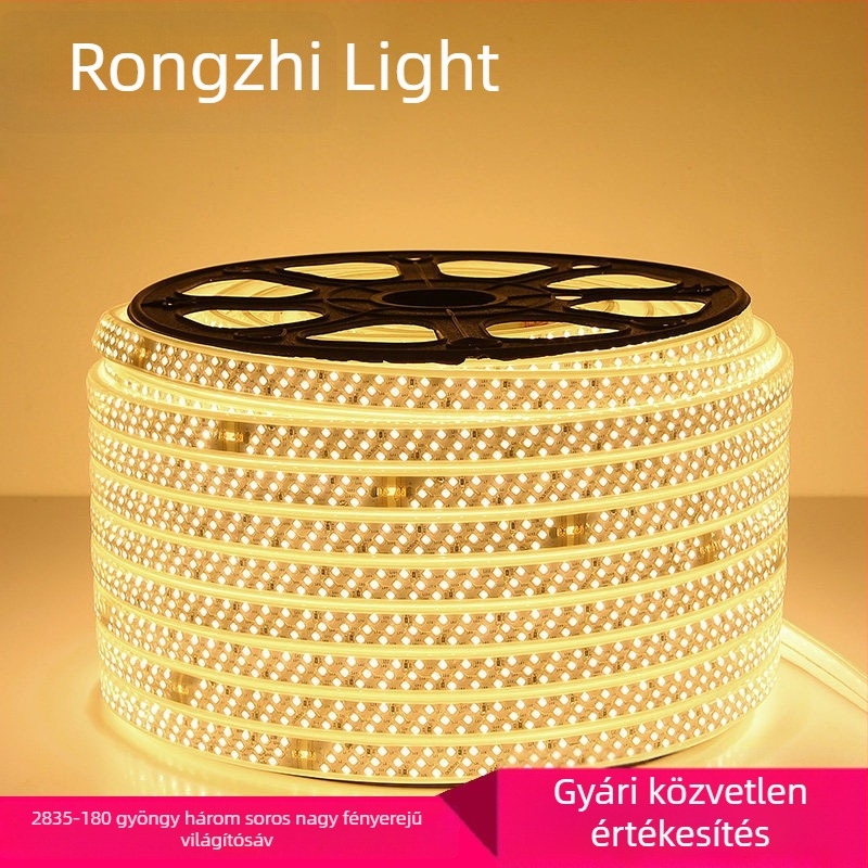 Személyre szabott 220V-os beltéri mennyezeti LED-szalag - 5730, háromszínű, kétsoros, rugalmas, vízálló
