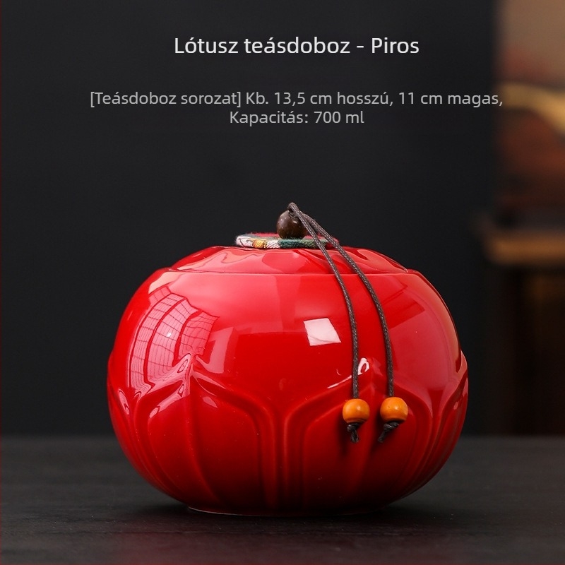 Celadon kerámia teás tartó, nagy méretű nedvességzáró, egyedi logóval, prémium ajándék