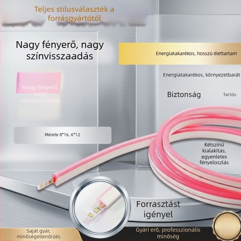 Kültéri szilikon LED-szalag, vízálló, rugalmas neonfény feliratokhoz
