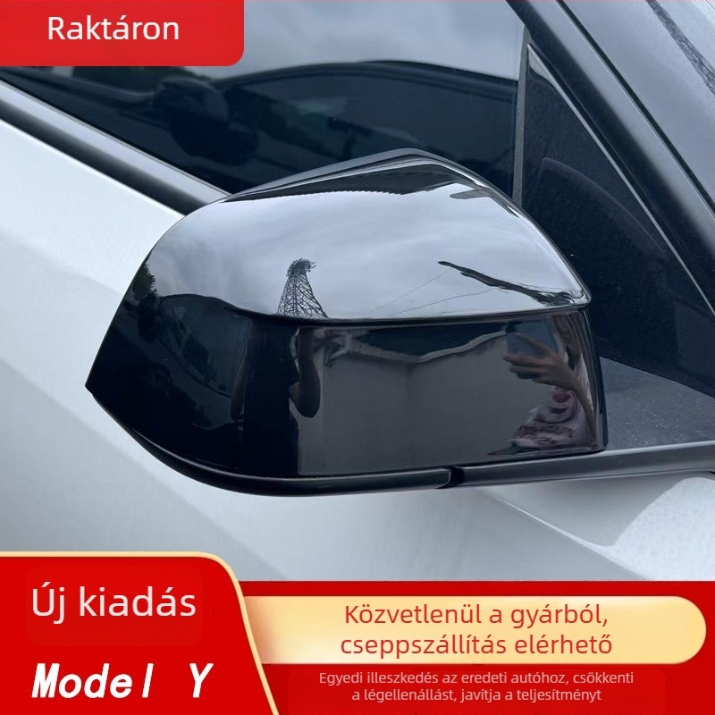 Tesla Model Y visszapillantó tükörvédő burkolat – szénszálas mintázat, ABS, YL ház