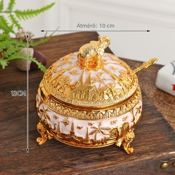 Európai stílusú cinkötvözet fűszertartó 3D páva–elefánt motívummal, konyhai dekoráció és vintage tároló
