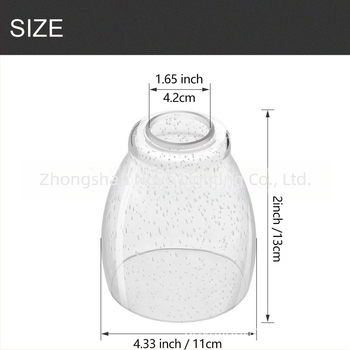 Szájfúvott, átlátszó üveg lámpabúra buborékokkal, 2,3 mm vastagságú, csillárokhoz, fali lámpákhoz és viráglámpákhoz.