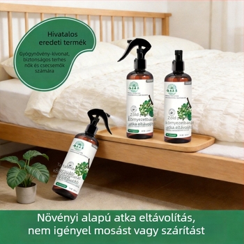 Zöld borsos atkák elleni spray, bababarát, otthoni és kollégiumi ágyneműkhöz, antibakteriális, öblítés nélkül
