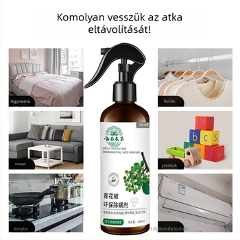 Zöld borsos atkák elleni spray, bababarát, otthoni és kollégiumi ágyneműkhöz, antibakteriális, öblítés nélkül