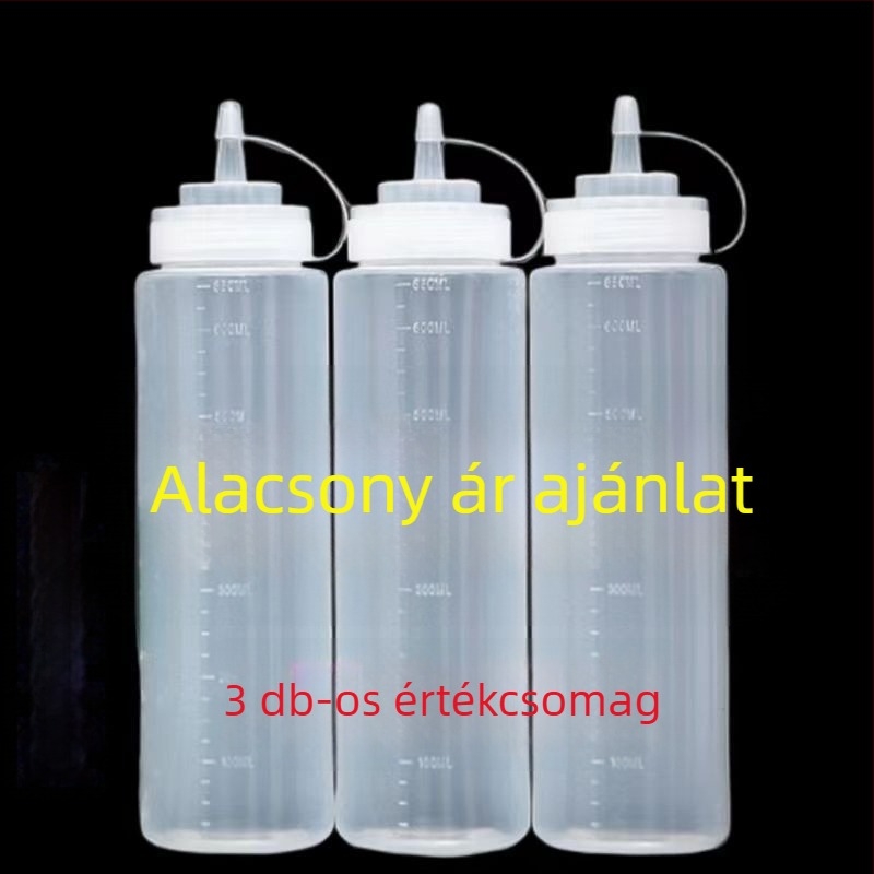 3 darab műanyag mártásos üveg nyomáshoz: ketchup, osztrigaszósz, salátaöntet és olaj