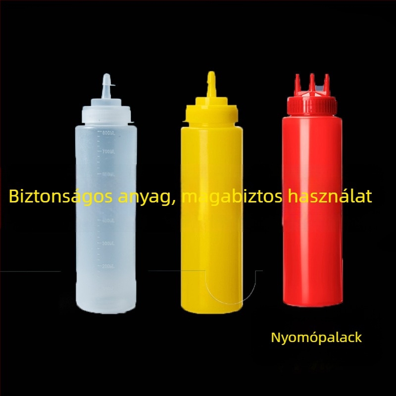 3 darab műanyag mártásos üveg nyomáshoz: ketchup, osztrigaszósz, salátaöntet és olaj
