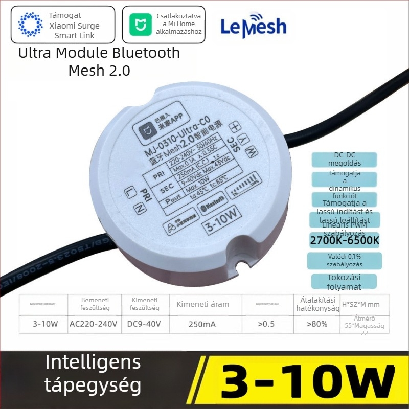 Bluetooth Mesh 2.0 kör alakú, intelligens tápegység meghajtó, Mi Home alkalmazáshoz csatlakoztatva, felületre szerelt downlight és Sunset lámpákhoz