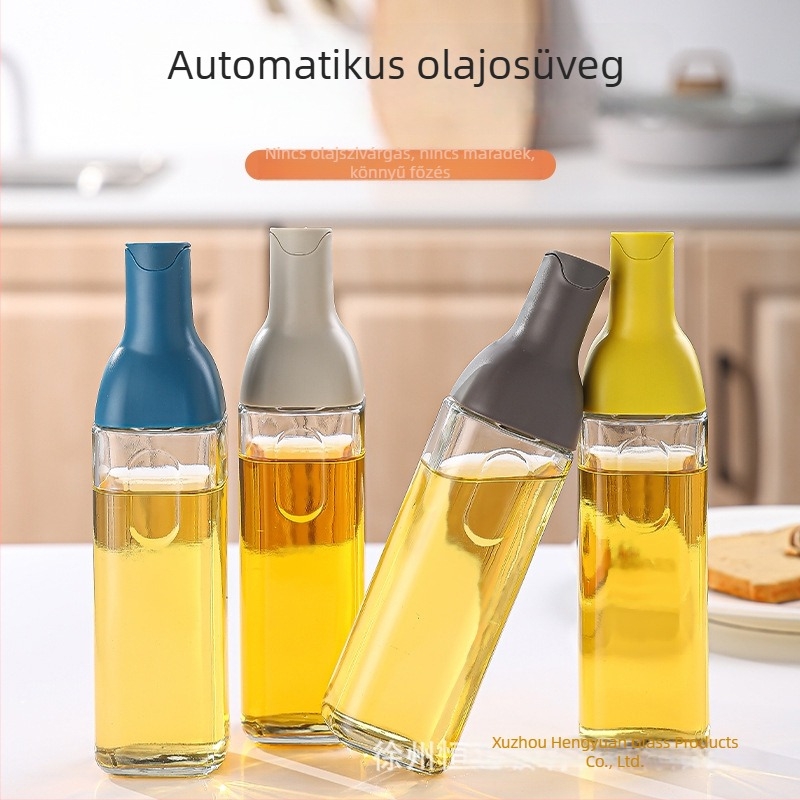 Automatikus nyitás-zárású üveg olajtartó, nagy kapacitás, szivárgásmentes