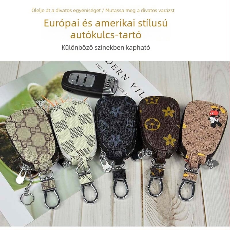 Univerzális autókulcs tok, PU bőr, mikroszálas bélés, városi minimalist stílus