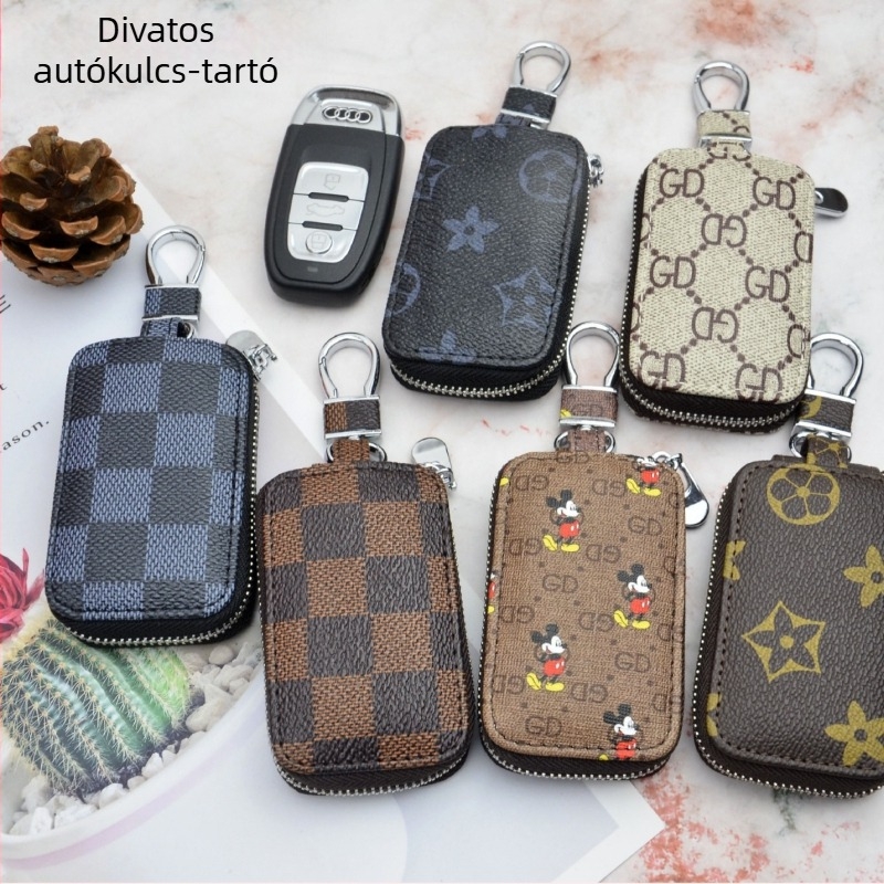 Univerzális autókulcs tok, PU bőr, mikroszálas bélés, városi minimalist stílus