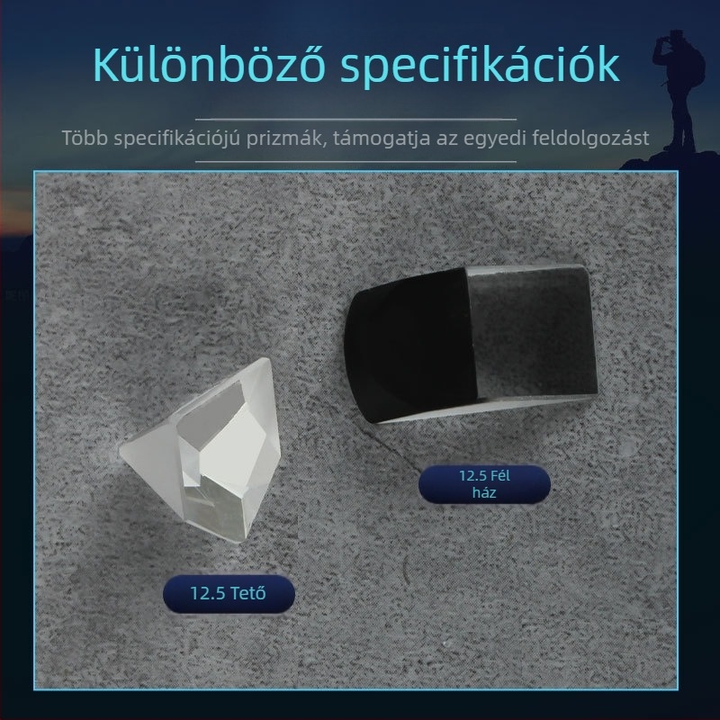 Optikai üveg, derékszögű tetőprizma, cementált prizmalencse, 12.5 mm
