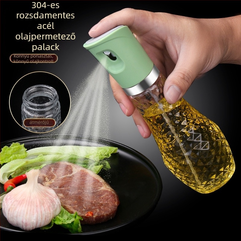 Üvegből készült olajspray permetező nyomásos adagolóval, konyhai használatra, szivárgásmentes, szójaszósz és ecet számára