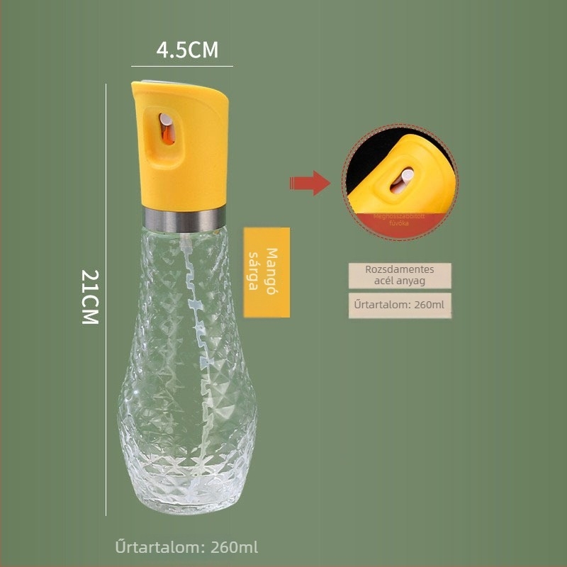 Üvegből készült olajspray permetező nyomásos adagolóval, konyhai használatra, szivárgásmentes, szójaszósz és ecet számára