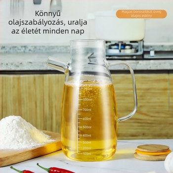 Magas boroszilikát üvegből készült olajtartó konyhához – fűszerekhez, szójaszószhoz és ecethez, nagy kapacitású szezámolaj-tartó
