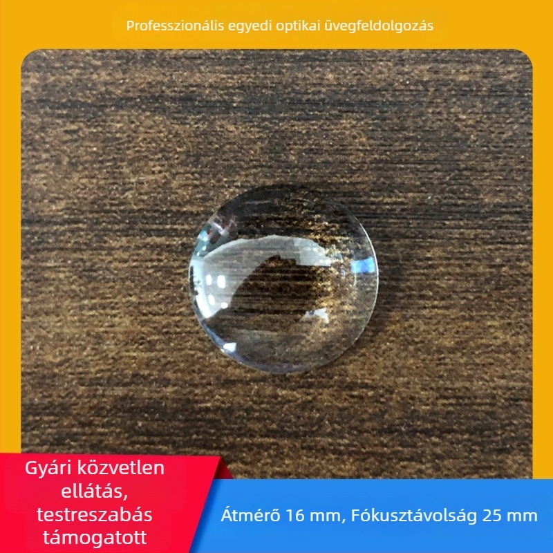 16 mm átmérőjű meniszkusz lencse és sík-konvex lencse, ragasztott HD optikai üveg, optikai kiegészítők