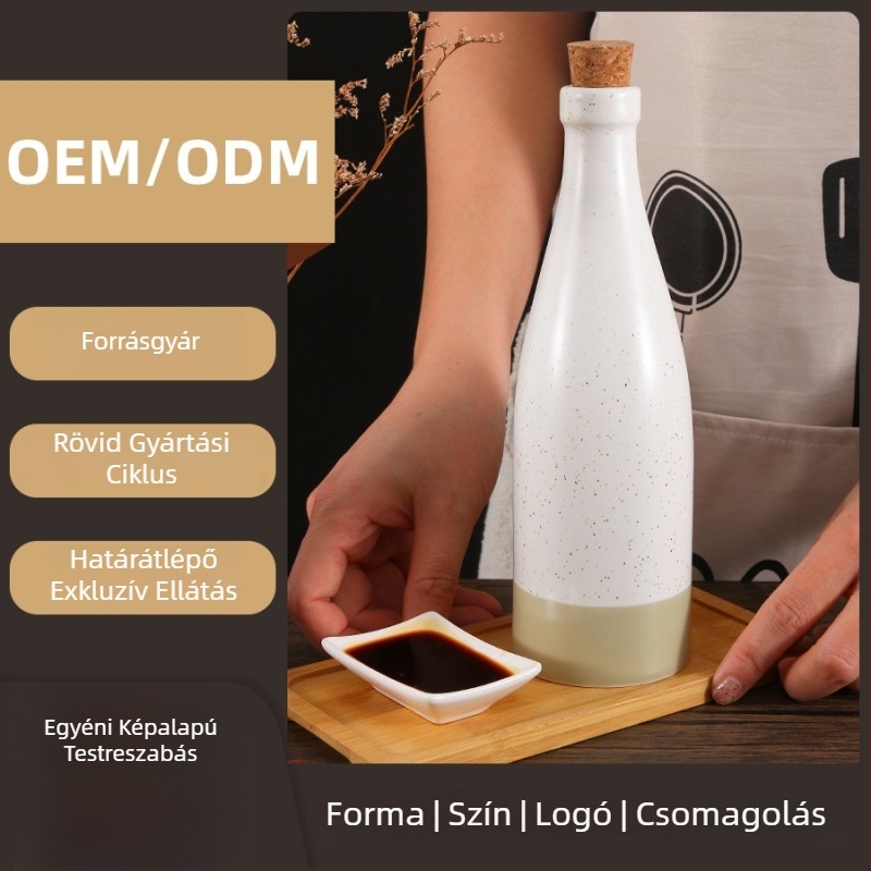Egyedi, modern, minimalist kerámia olajtartó fedővel, japán stílusú konyhai tároló olajhoz, szószhoz és ecethez